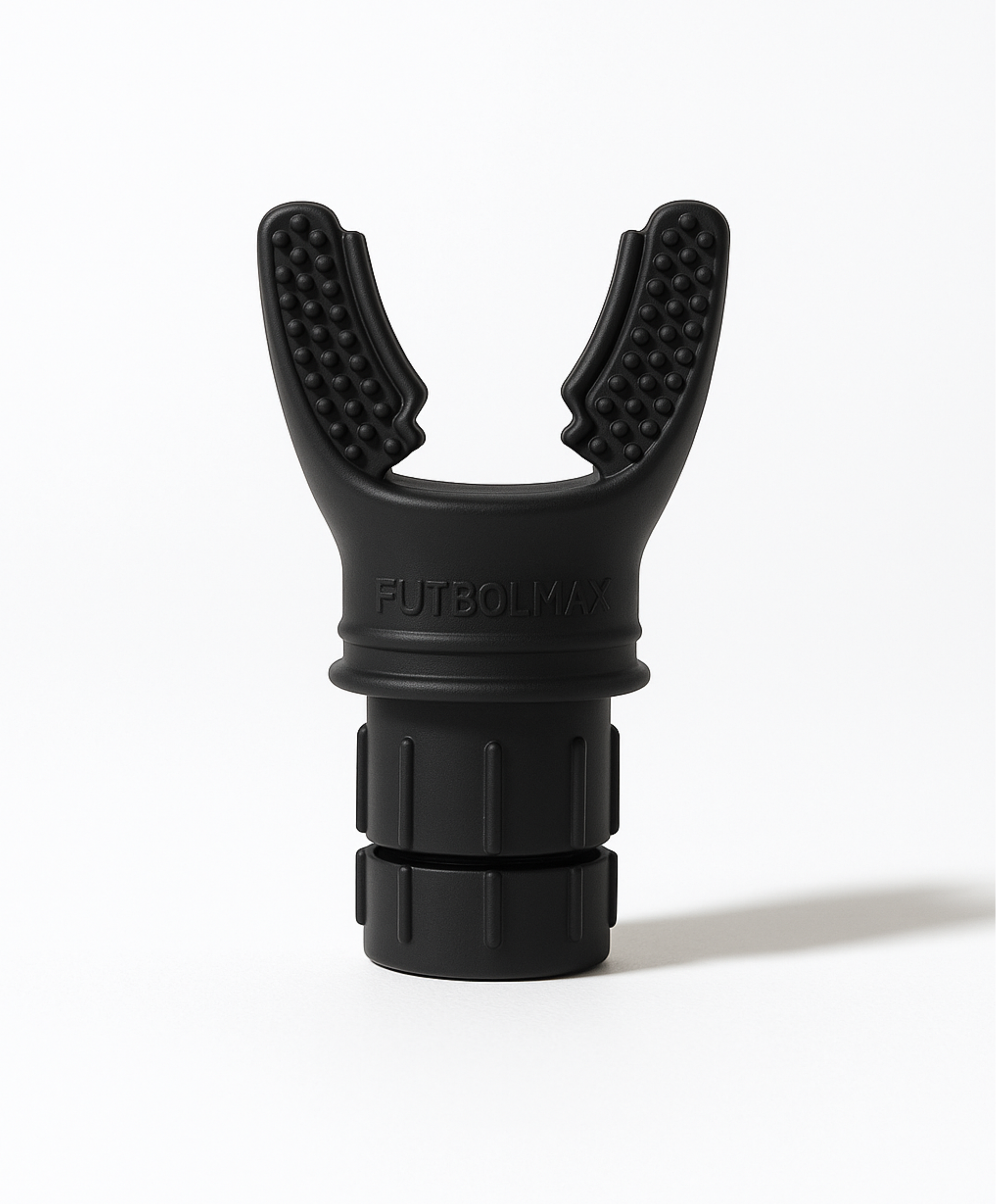 Futbolmax VO2 training mask black — advanced breathing resistance trainer for football, soccer athletes to boost endurance, lung capacity and stamina, shown on a clean white background.